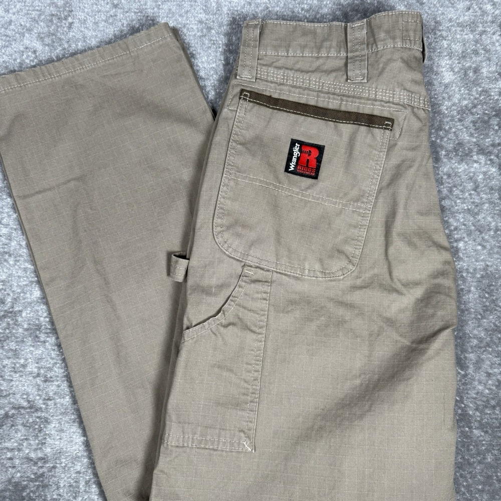 Wrangler Riggs Workwear Pants Men's 34x34 Brown Carpenter Ripstop Utility